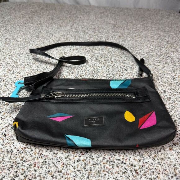 Fossil Women's Crossbody Bag Black Multicolored Abstract Design - Picture 1 of 5